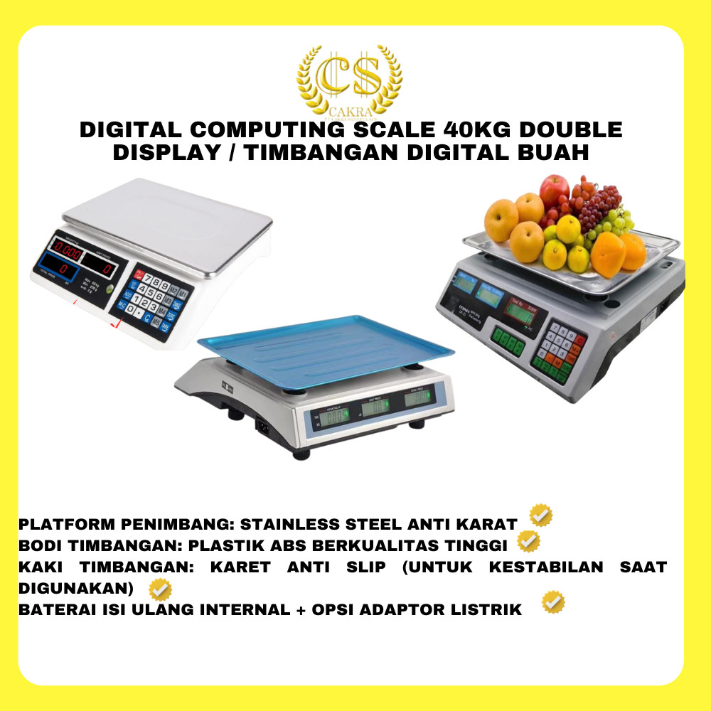 Digital Computing Scale 40Kg Double Display / Timbangan Digital buah