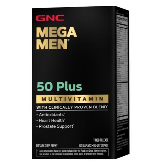 gnc mega men 50 Plus Multivitamin - 120 Caplets (60 Servings)/60 caplets (30 serving) - 120 caplets