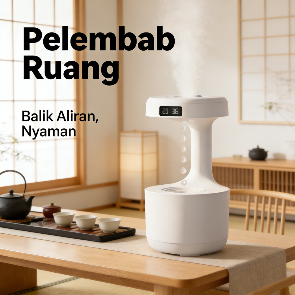 Diffuser humidifier LED simulasi api Air Aroma Mini Diffuser Aroma Api 300ML