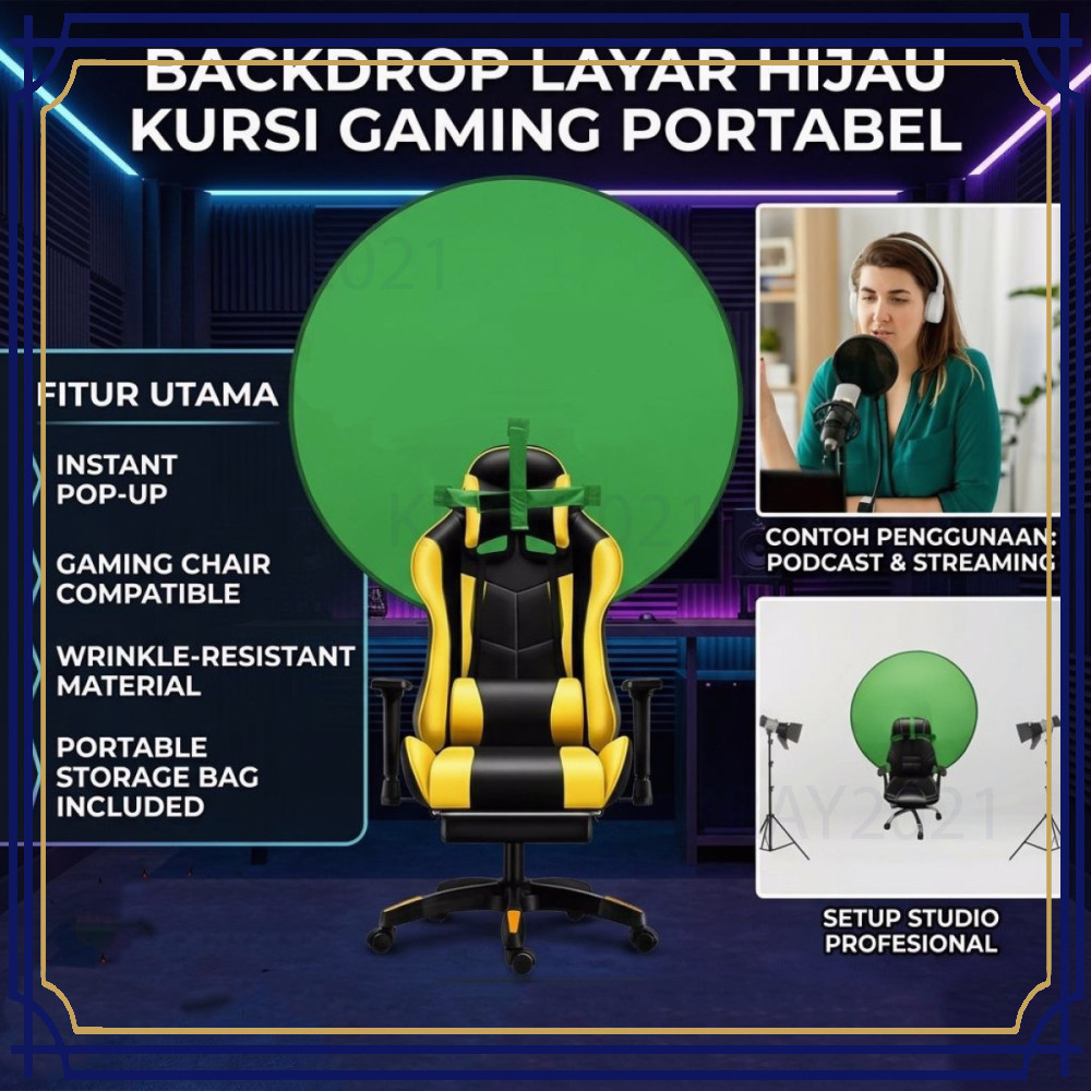 Backdrop Background Green Screen Kursi Gaming FT060