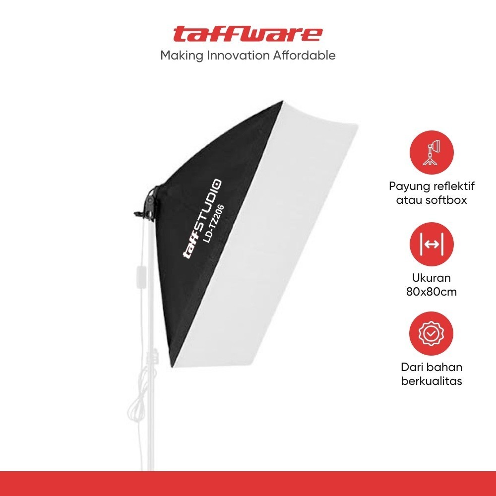 TaffSTUDIO Payung Softbox Reflektor 80x80cm E27 Single Lamp Socket - LD-TZ206