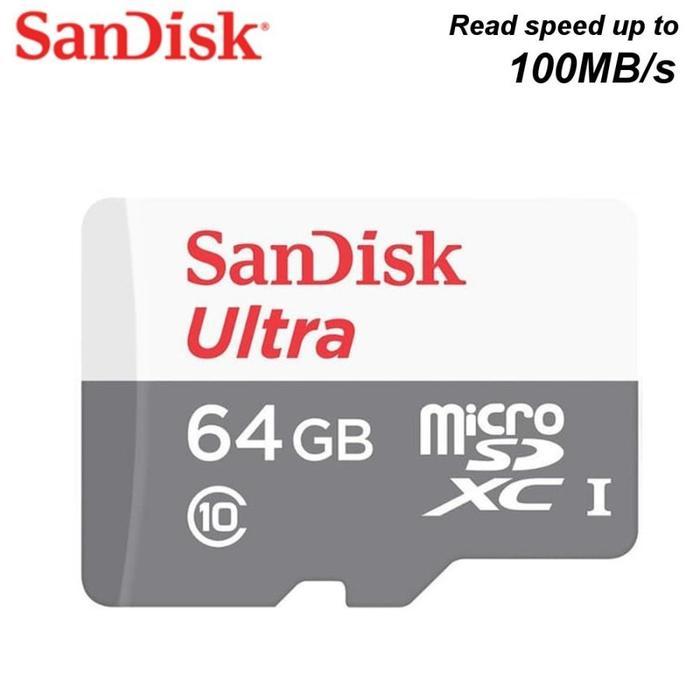 Micro SD Sandisk Ultra 64GB Class 10 100Mbps [ORIGINAL] Tablet Device Otg Storage