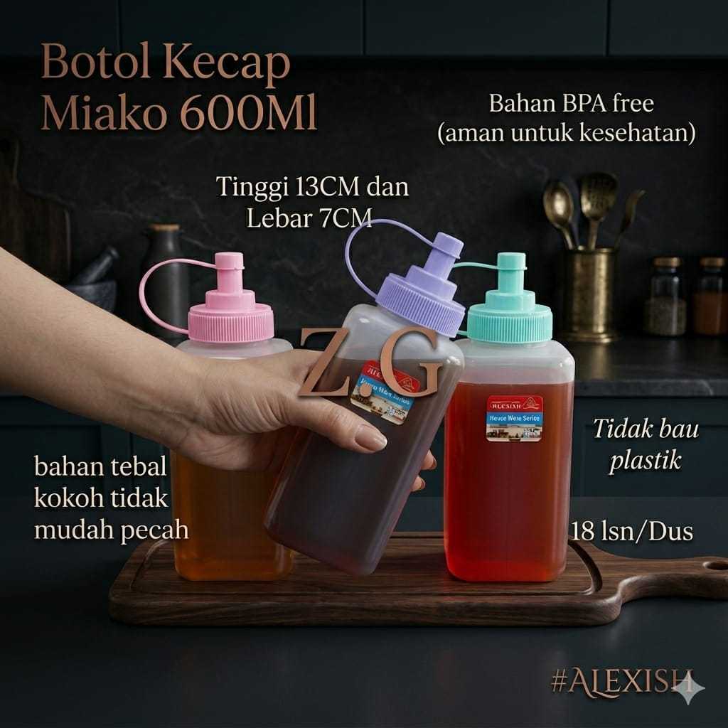 Botol Kecap Miako 600ml/Botol Kecap Bahan Premium