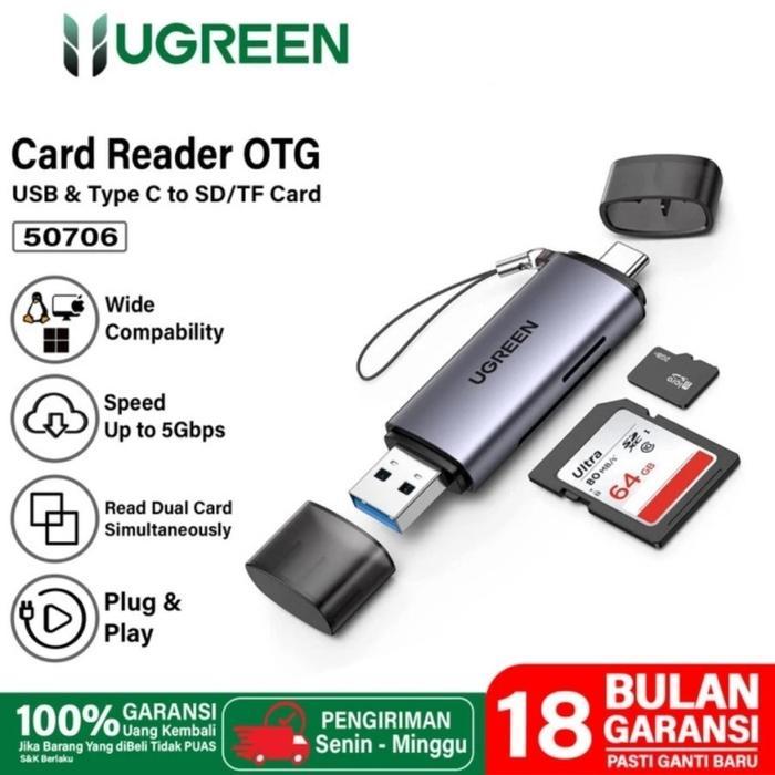 UGREEN Card Reader OTG USB Type C dan USB A 3.0 Micro SD TF 50706