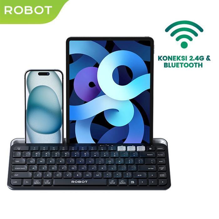 ROBOT KB10 KEYBOARD WiRELESS & BLUETOOTH Android iPad PC Multi Connec - KB30 Black