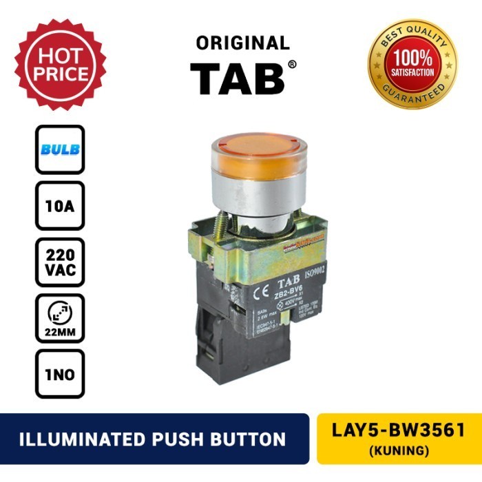 Illuminated Push Button TAB LAY5-BW3561 Kuning - Kuning