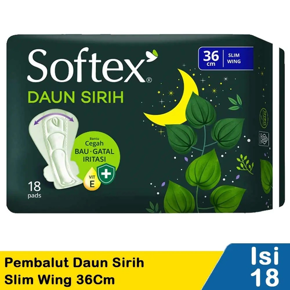 SOFTEX PEMBALUT DAUN SIRIH 18'S SLIM WING 36cm