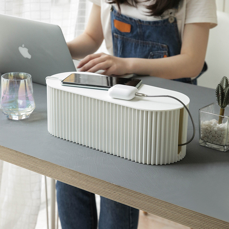 Wire Storage Box Large Capacity Data Cable Power Cord Socket Storage Box Desktop Cable Management Box Router Bracket