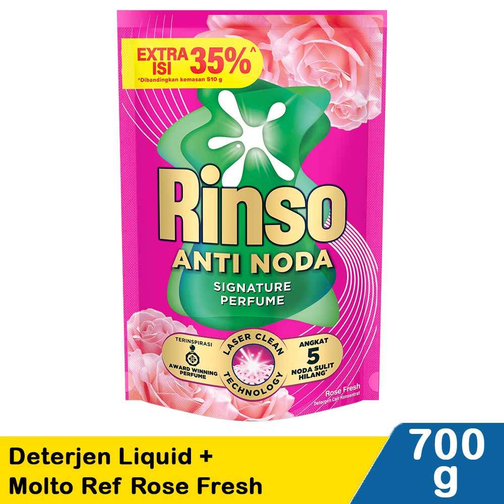 Rinso Deterjen Liquid + Molto Ref Rose Fresh 700g