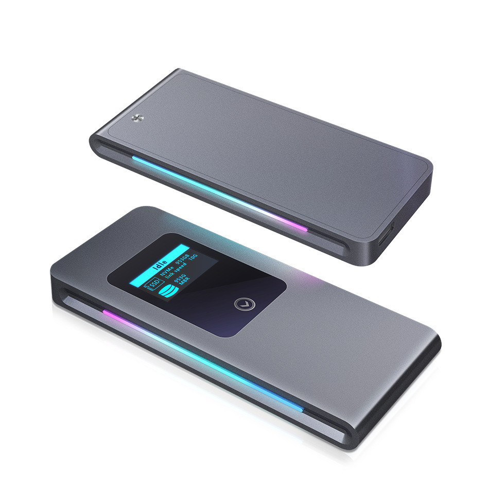 High Speed 10Gbps Mobile Solid State Disk Box RGB Cool Light Effect NVMe Protocol M2 Hard Disk Drive for Mobile