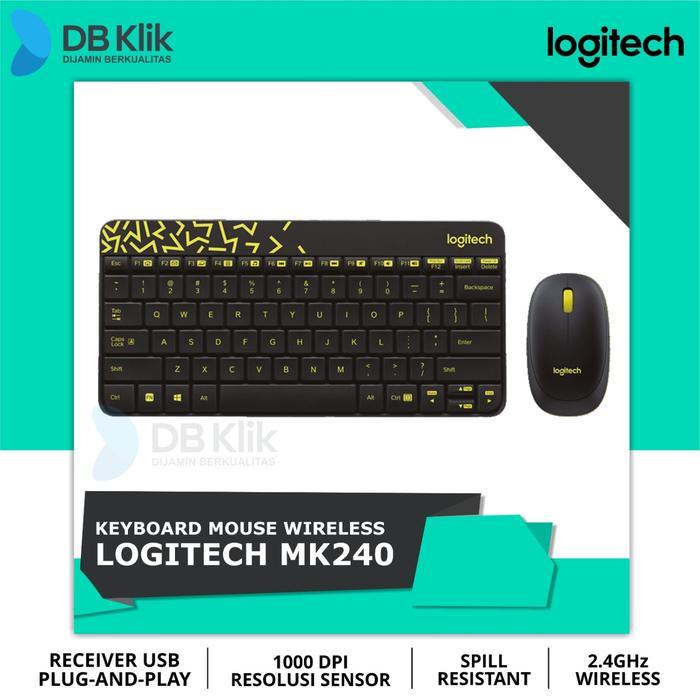 BYTEWORLD Keyboard Mouse Combo Logitech MK240 - Hitam