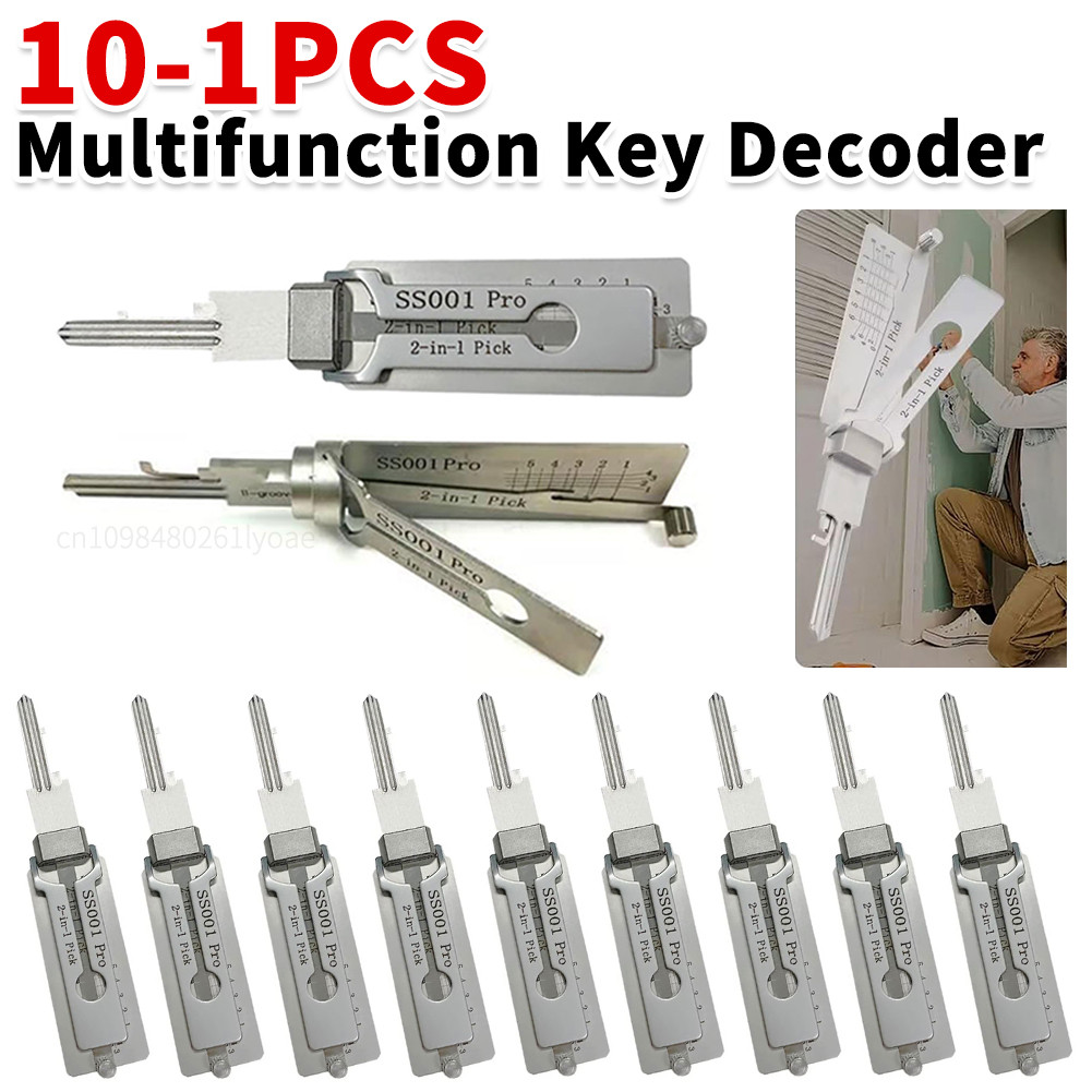 2in1 Stainless Steel Key Decoder Portable Precision Hook And Pickup Hand Tool Oring Pickup Kit Lock Decoder