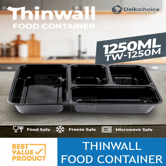 (PACK 50) Thinwall Sekat DKM Rectangle Compartment premium 4 sekat 1250 ml