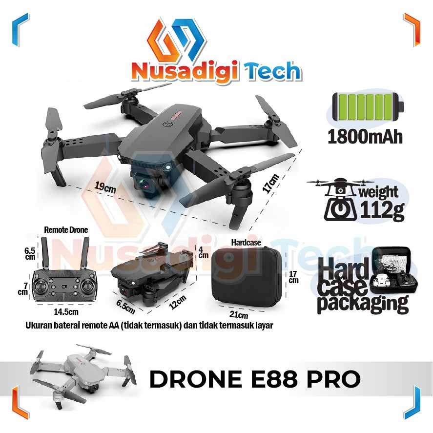 Drone E88pro 4K Ultra HD Foldable Drone Lipat Single Camera