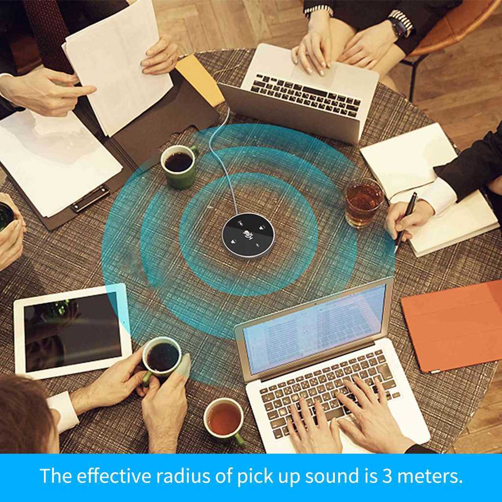 USB Conference Speakerphone Microphone 360° Omnirectional PC Computer Condenser Mic with Function Volume Adjustment Plug