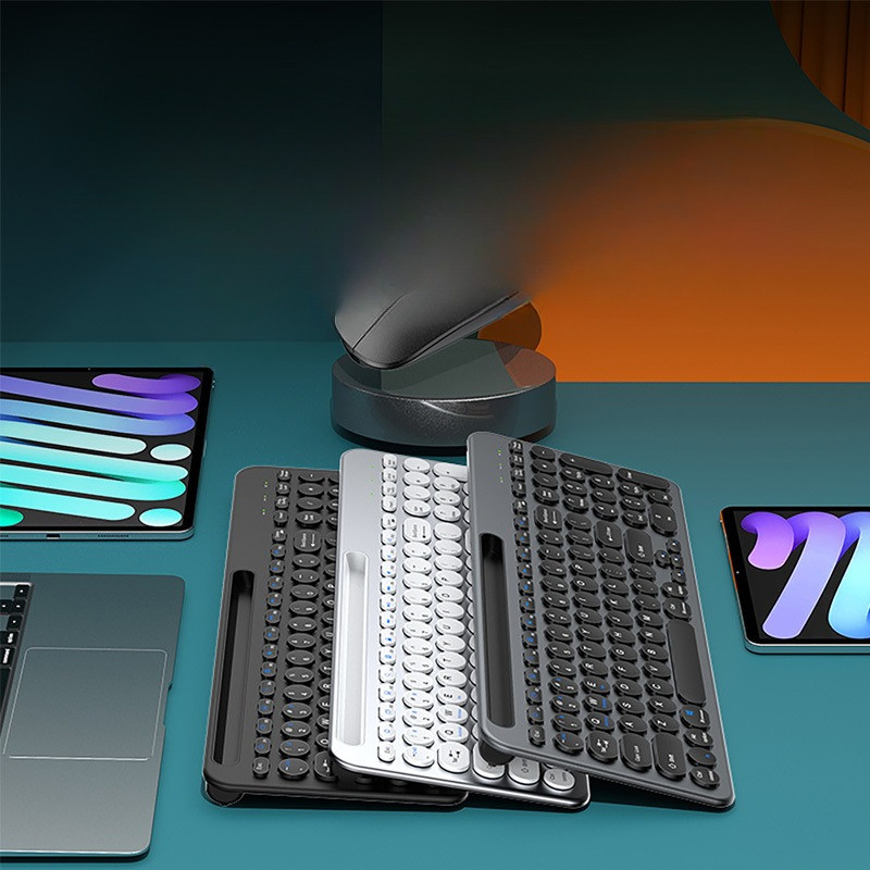 24G Wireless Keyboard and Mouse Combo Threemode Multi System Compatibility Bluetooth Keyboard Mouse Set Rechargeable Keyboards