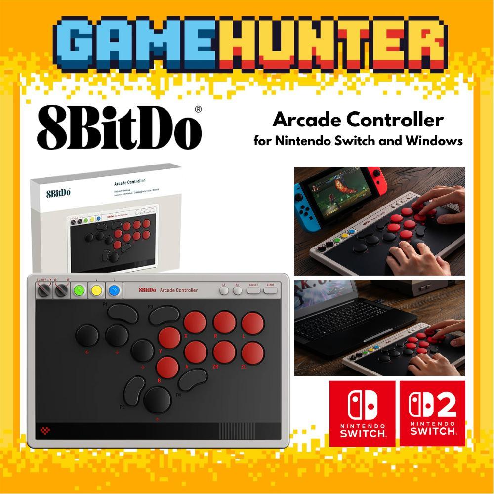 8BitDo All-Button Arcade Controller for Switch / Switch 2 & Windows – Bluetooth, 2.4G, Wired Connectivity, Low-profile Mechanical Switches, 4 Programmable Buttons, Hot-swappable PCB