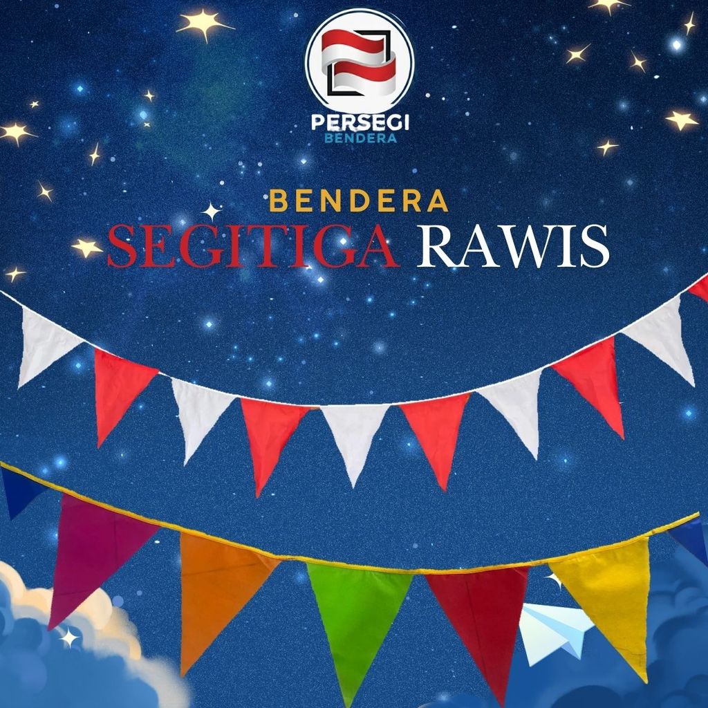 (20PCS) BENDERA SEGITIGA RAWIS (5METER) TERMURAH