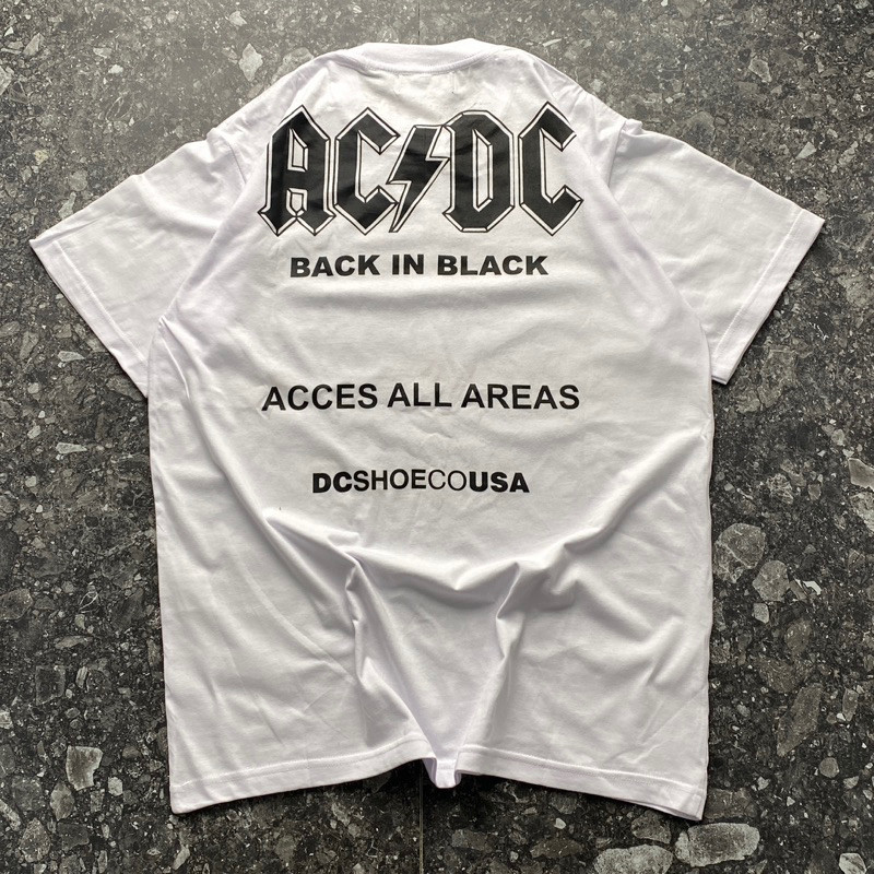 COD Kaos Katun 24s ACDC Putih Premium Oversize