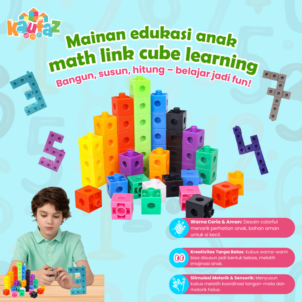 HappyBalloon Math Link Cube Learning Set Mainan Edukasi Anak
