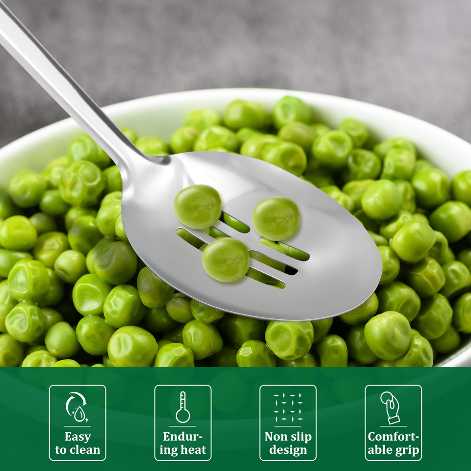 3/6Pcs Stainless Serving Spoons Set with Slotted Spoon Solid Spoon and Spaghetti Spoon Tableware Serving Spoons Kitchen Tools