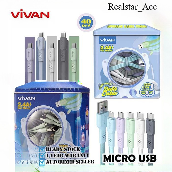 VIVAN CSM100B Kabel Data Micro USB Fast Charging 2.4A Data Cable for Android ORIGINAL 100%