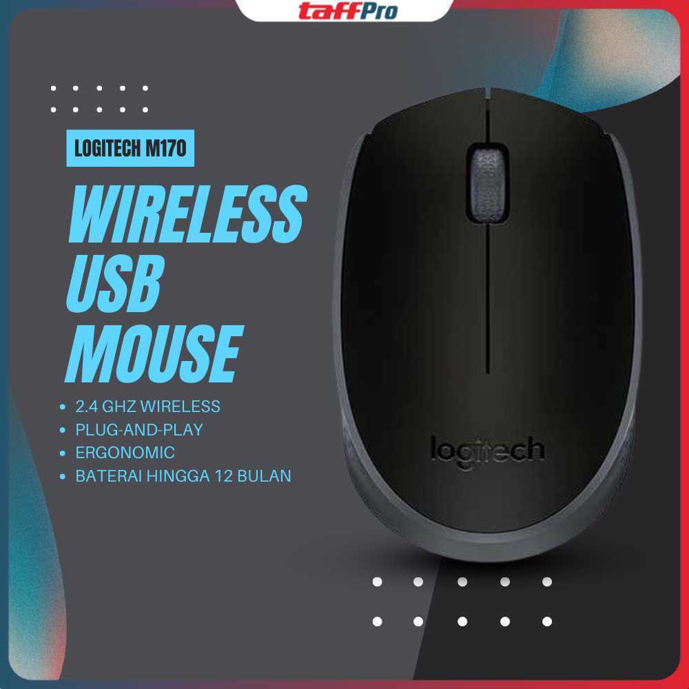 Logitech Mouse Wireless Optical 2.4GHz Ergonomic 1000DPI - M170