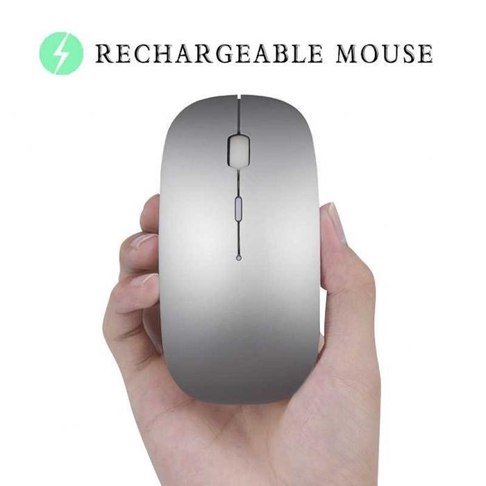 soundkeprek Mouse Bluetooth 4.0 Rechargeable - Mouse Wireless - SILVER