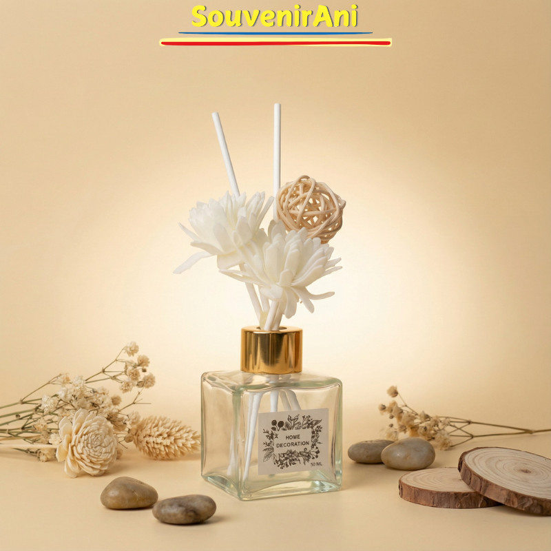 Reed Diffuser Premium 50ml – Botol Kaca Tutup Emas