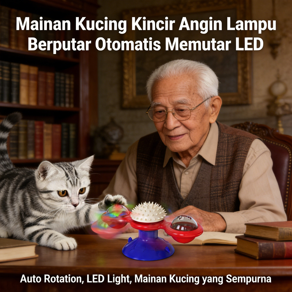 Kucing Putar Kincir Lampu Otomatis Bermain Windmill LED