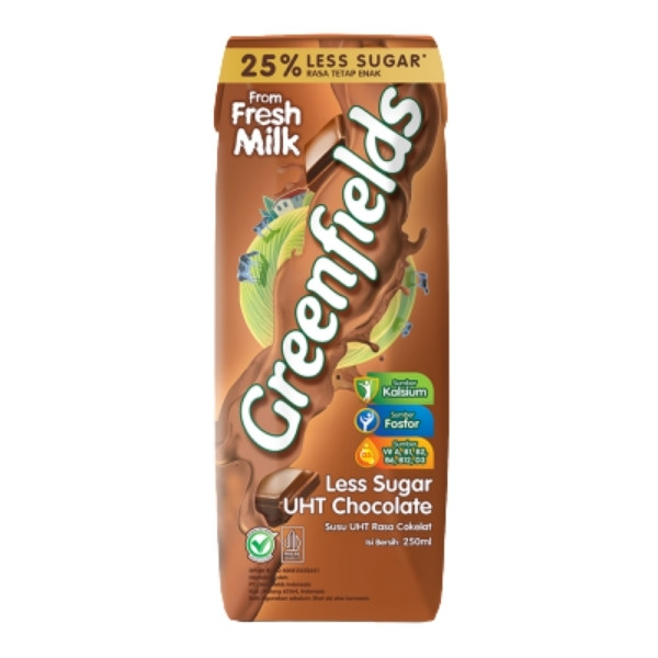 GREENFIELDS LESS SUGAR UHT CHOCOLATE 250 ML