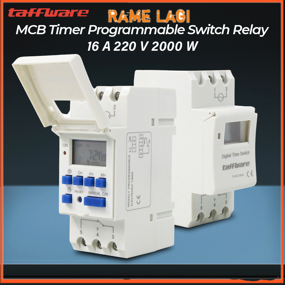 Taffware Programmable Digital Timer Switch 28 Program 220V/25A(16A) - THC30A - 7RHZ15WH