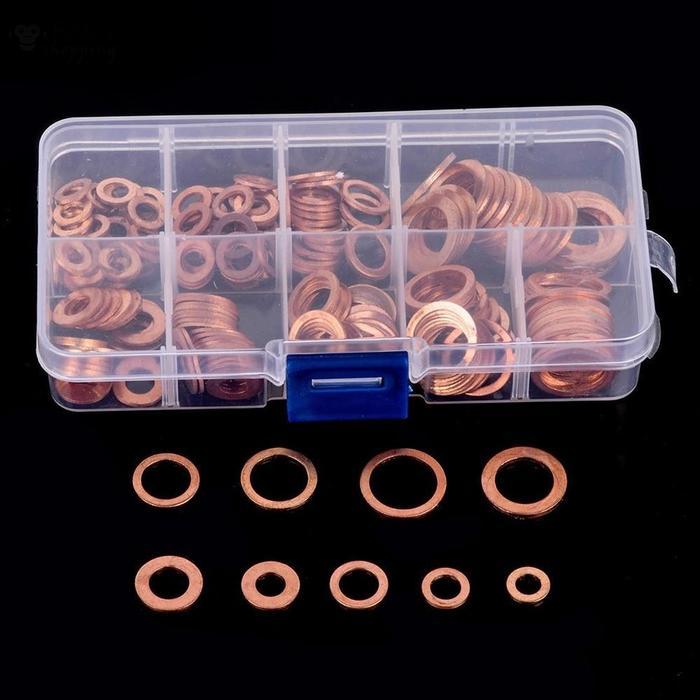 IM 200Pcs / Set Ring O-Ring Washer Bahan Tembaga Solid