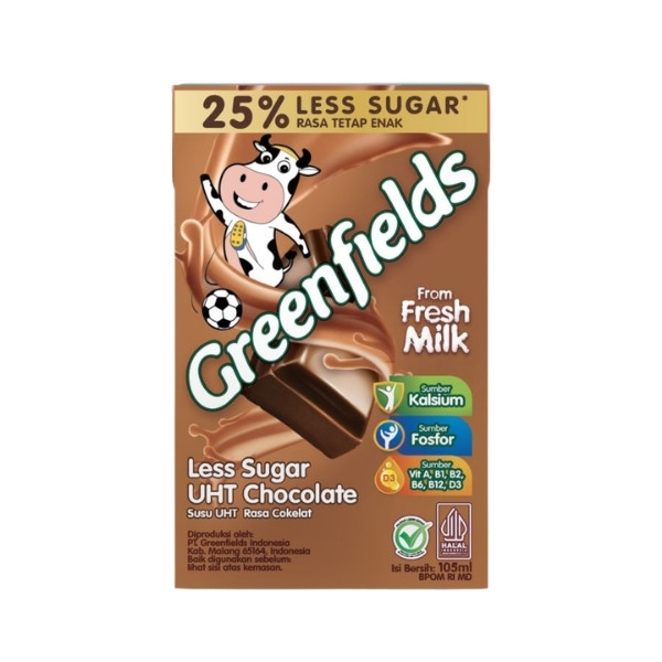 GREENFIELDS LESS SUGAR UHT CHOCOLATE 105 ML