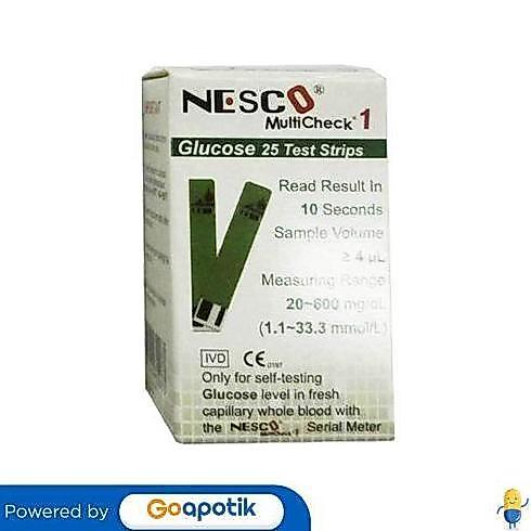 NESCO MULTICHECK 1 GLUCOSE TEST STRIPS BOX 25 PCS