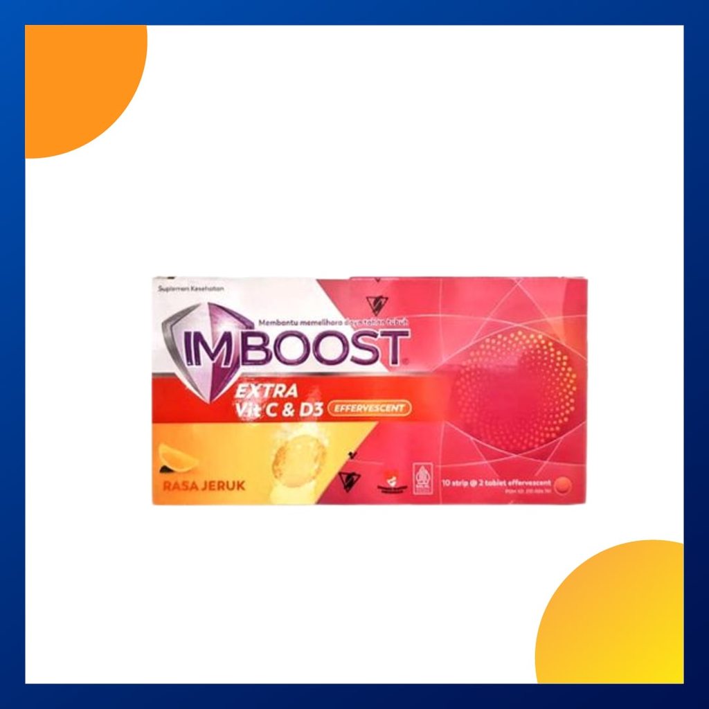 Imboost Extra Vit C & D3 Rasa Jeruk Box 20 Tablet Effervescent