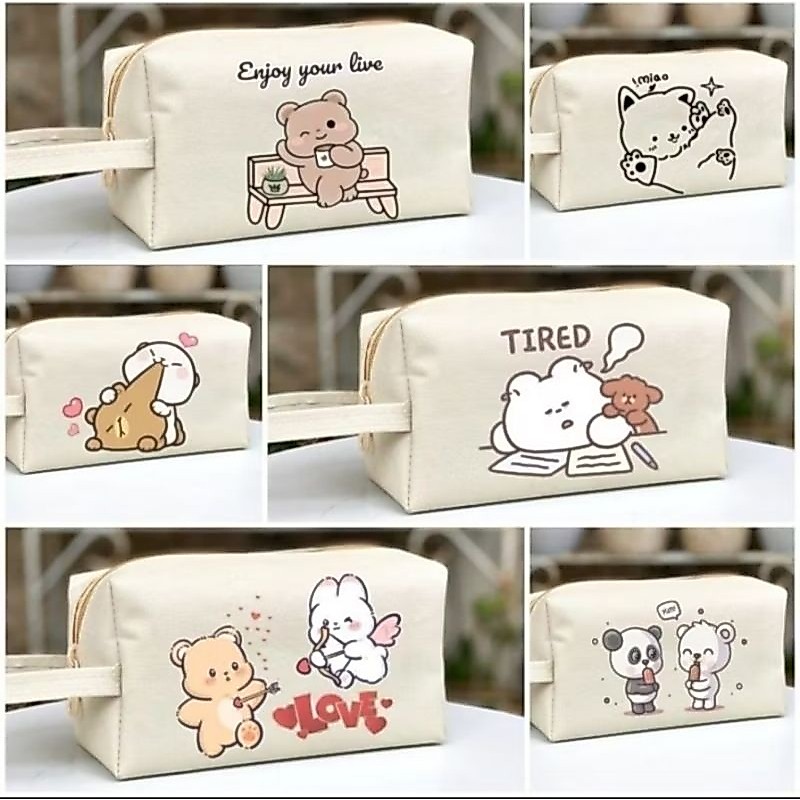POUCH MAKEUP KANFAS KARAKTER LUCU