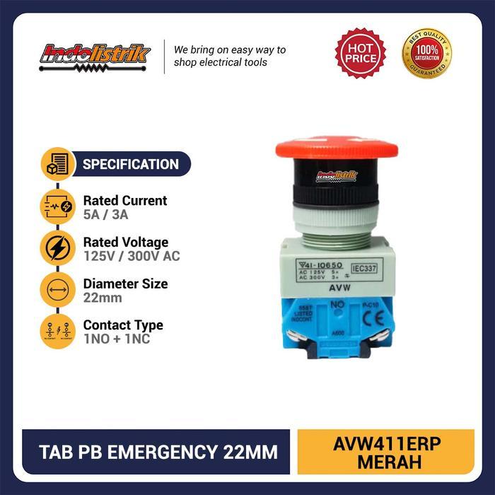 Emergency Push Button TAB AVW411ERP - Merah