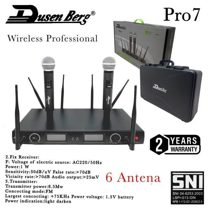 Wireless Microphone DUSENBERG Pro 7 Receiver 6 Antena 2 Mic Wireless