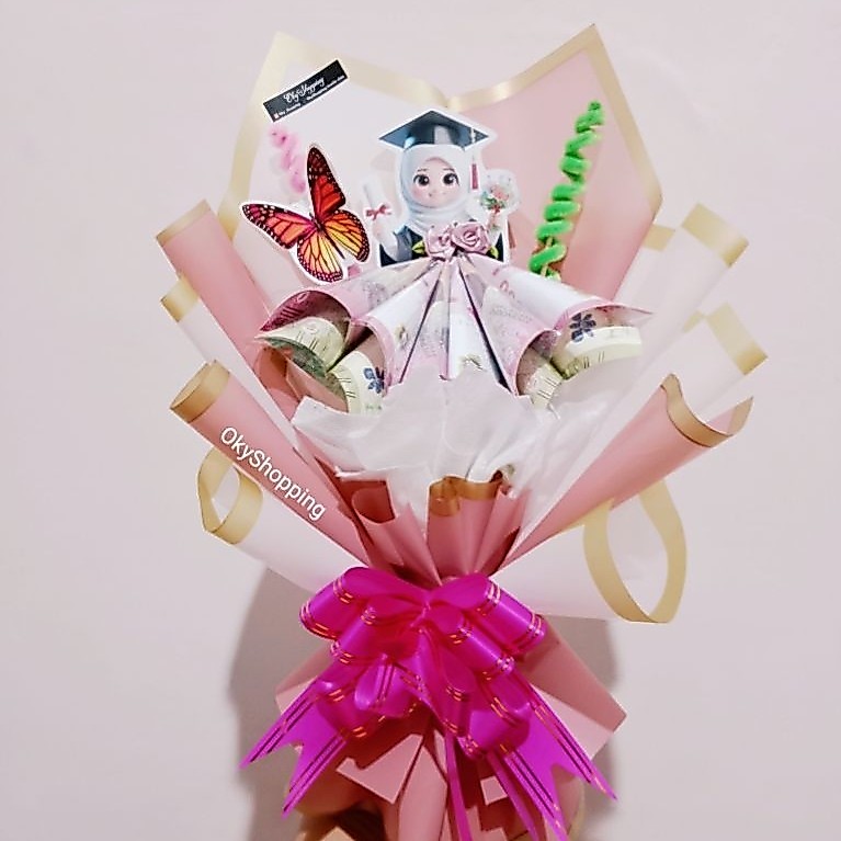Buket topper, bunga, snack, boneka