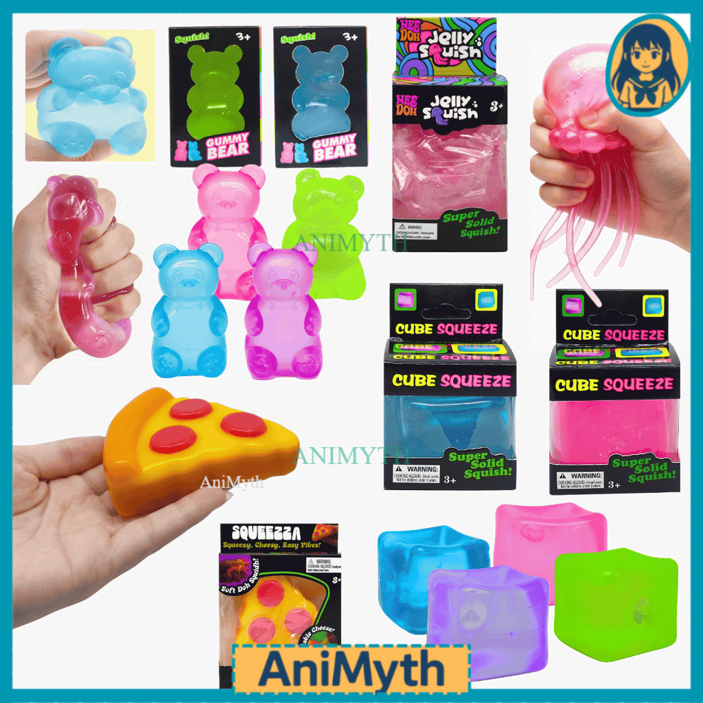 Fidget Squeeze Jelly Squish Ice Cube Bear Jellyfish Splash Ball Mainan Sensorik
