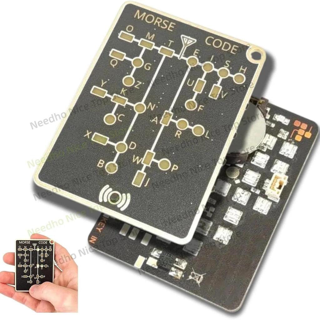 Morse Code Trainer Card with LED Light & Sound Feedback,Portable Interactive Morse Code Learning Tool for Adults,Kids,Beginners