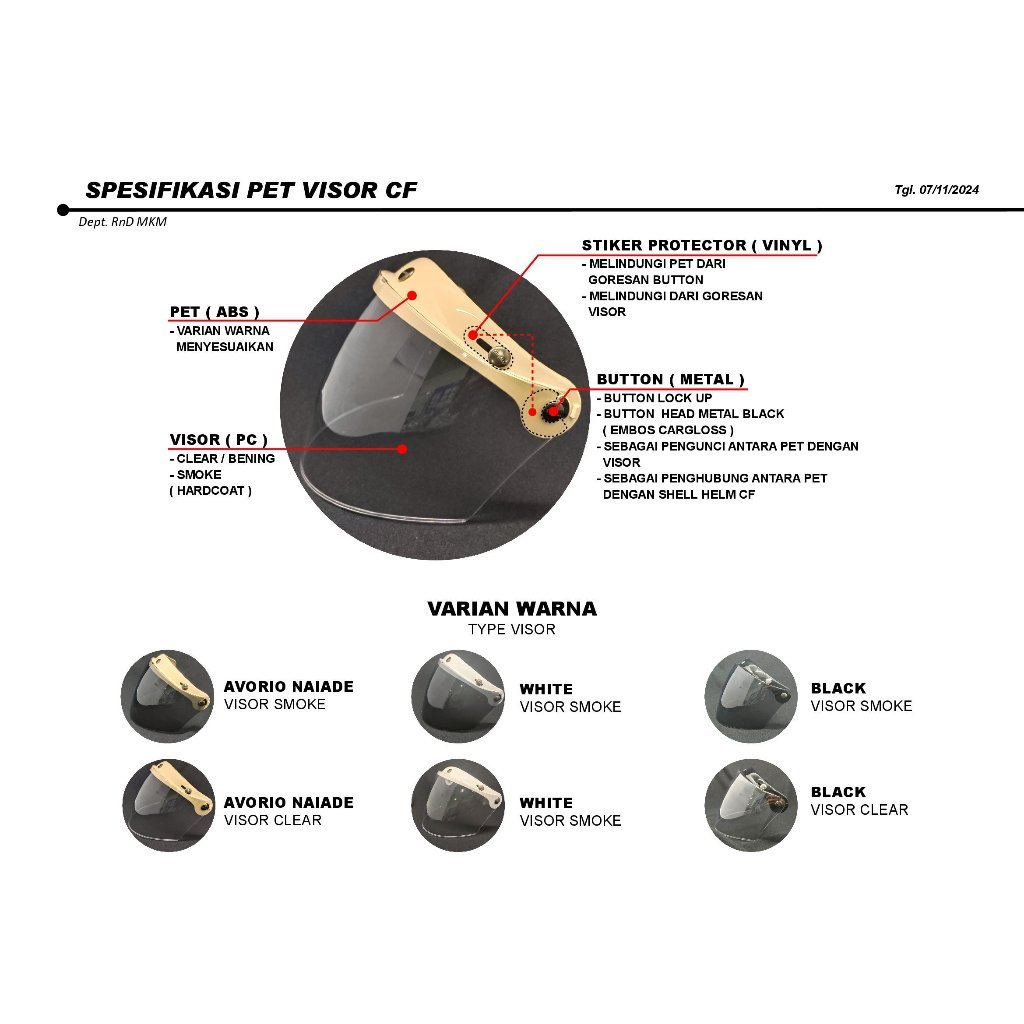 Cargloss Visor CFM - Kaca Helm Flat Light Smoke