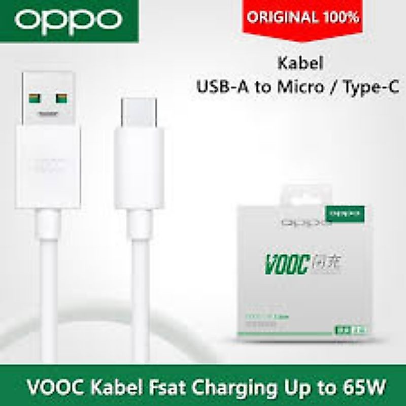 KABEL DATA/USB SUPER VOOC MICRO USB/TYPE C FLAS CHAGER 100% ORIGINAL