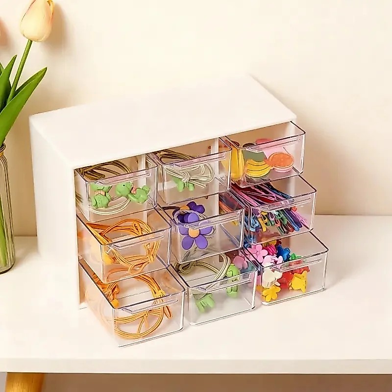 Bead Material Storage Box. The Nine Grid Drawer Style Storage Box Is Stackable. Makeup Organizer for