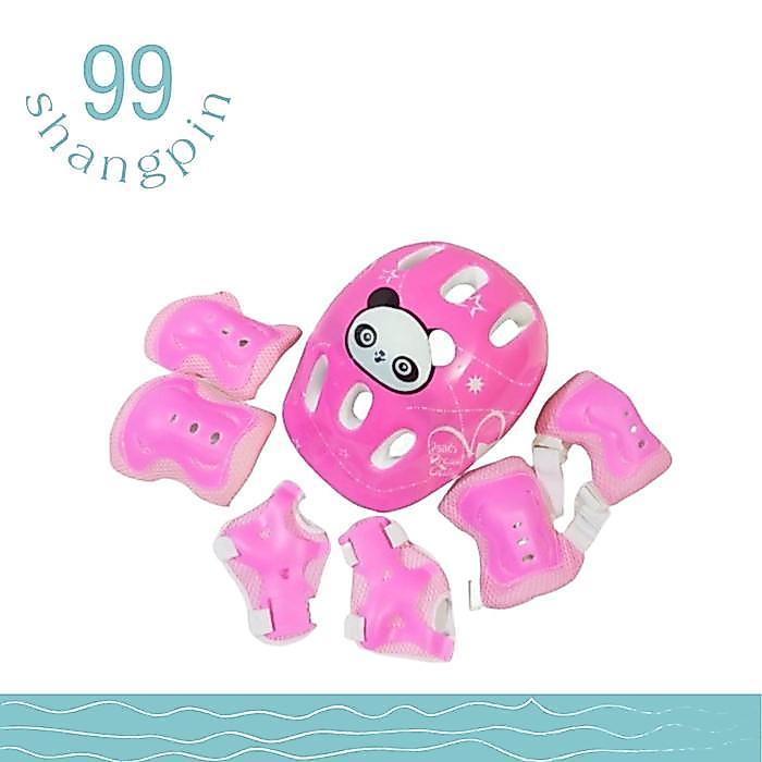 Best Seller Paket Helm+Deker Sepatu Roda Anak Panda dan Api/inline Basic Protector