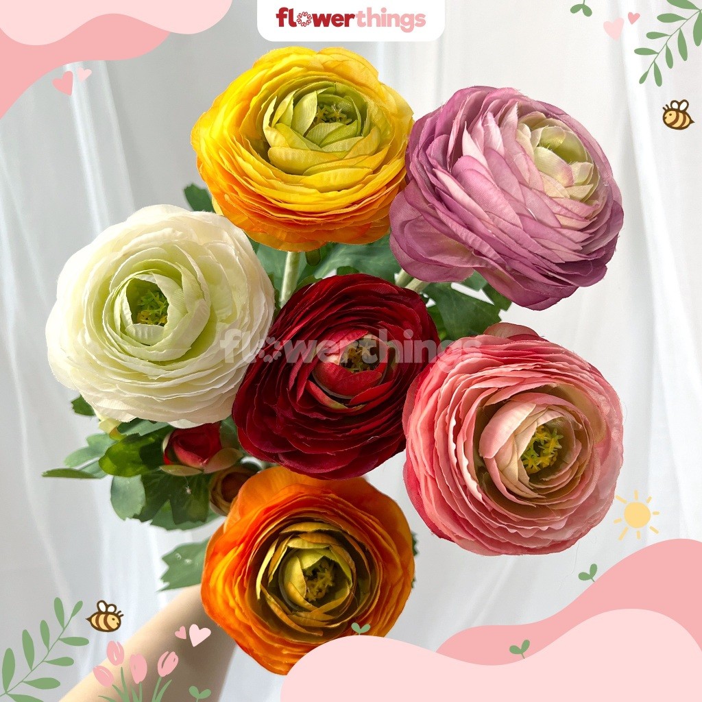 RANUNCULUS - BUNGA ARTIFICIAL / PALSU / BUATAN BAHAN KAIN