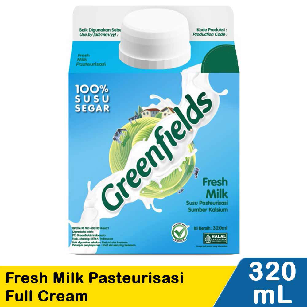 GREENFIELDS FRESH MILK PASTEURISASI FULL CREAM 320mL