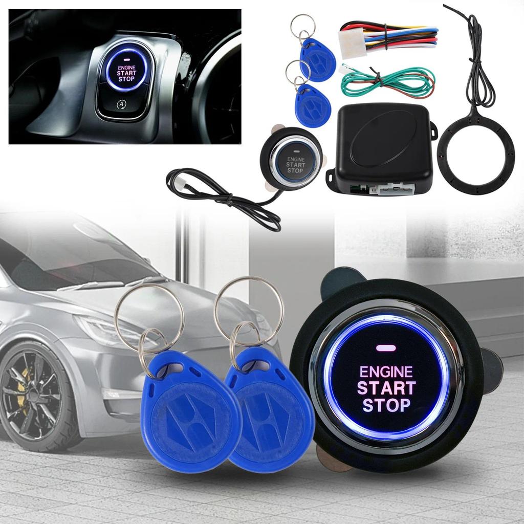 12V RFID Car Ignition Switch Alarm Engine Starter Push Button Start Stop Keyless Entry Start Starline Kit Antitheft Universal