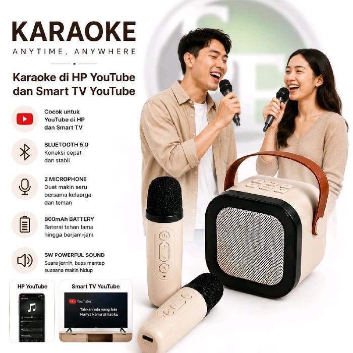 Karaoke Portable Bluetooth Mini Speaker + 2 Mic Wireless